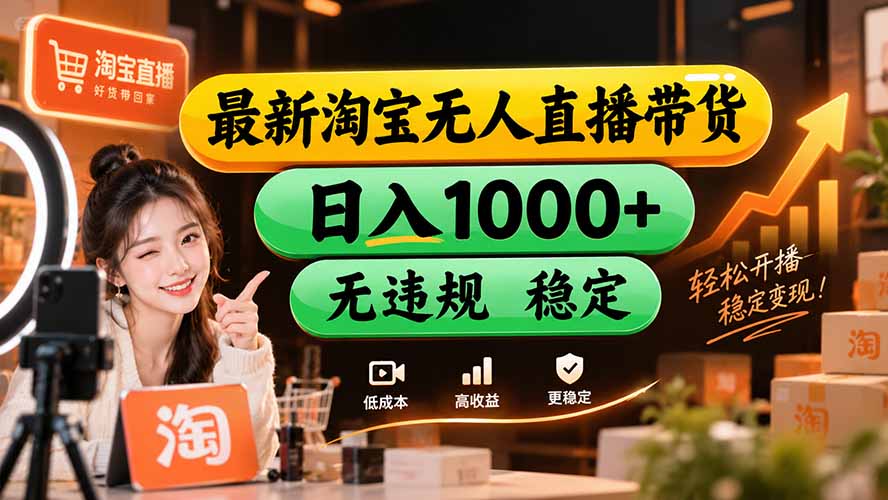 【新技术】淘宝无人直播，独家，日入2K+，无封号，可矩阵，长期稳定-酷乐网