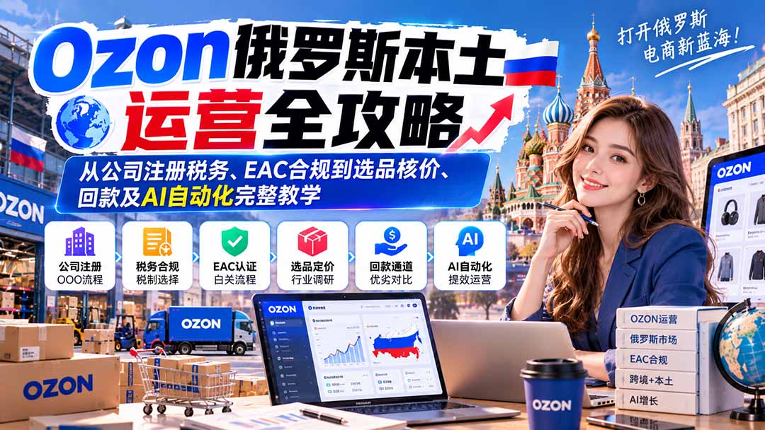 图片[1]-Ozon俄罗斯本土运营全攻略：从公司注册税务、EAC合规到选品核价、回款及AI自动化完整教学-酷乐网