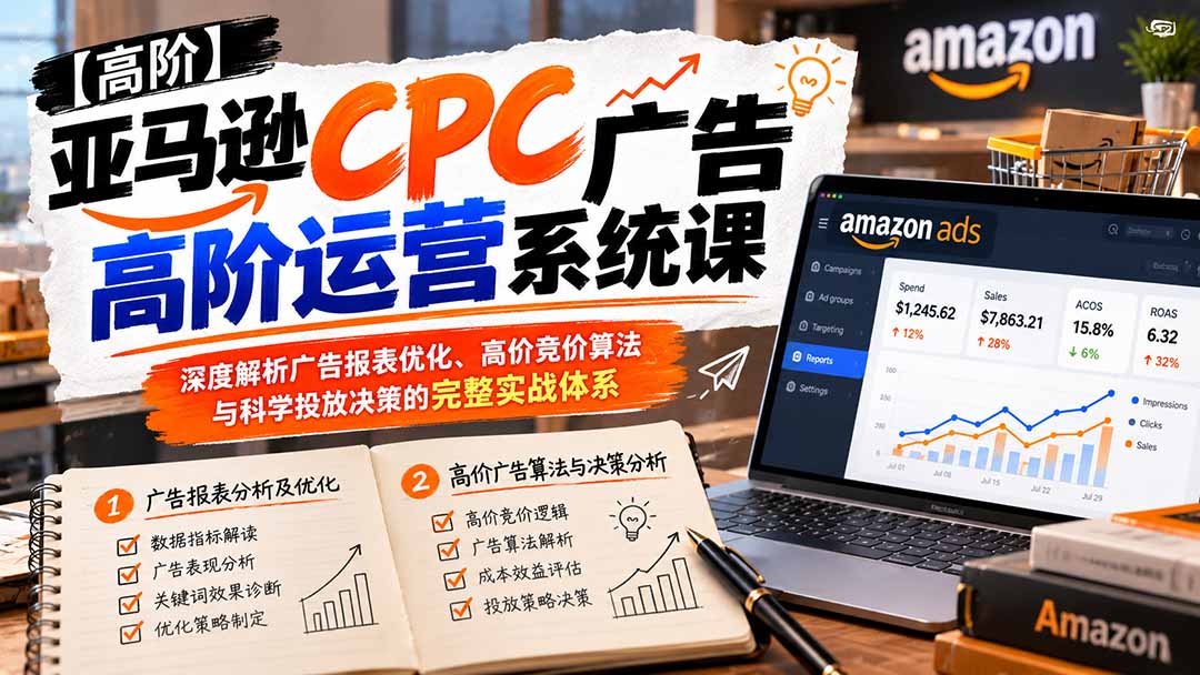 图片[1]-亚马逊CPC广告高阶运营系统课：深度解析广告报表优化、高价竞价算法与科学投放决策的完整实战体系-酷乐网