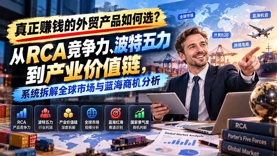 真正赚钱的外贸B2B产品如何选?从RCA竞争力、波特五力到产业价值链,系统拆解全球市场与蓝海商机分析-酷乐网