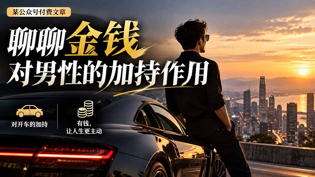 图片[1]-【无水印】某公众号付费文章：聊聊金钱对男性的加持作用-酷乐网