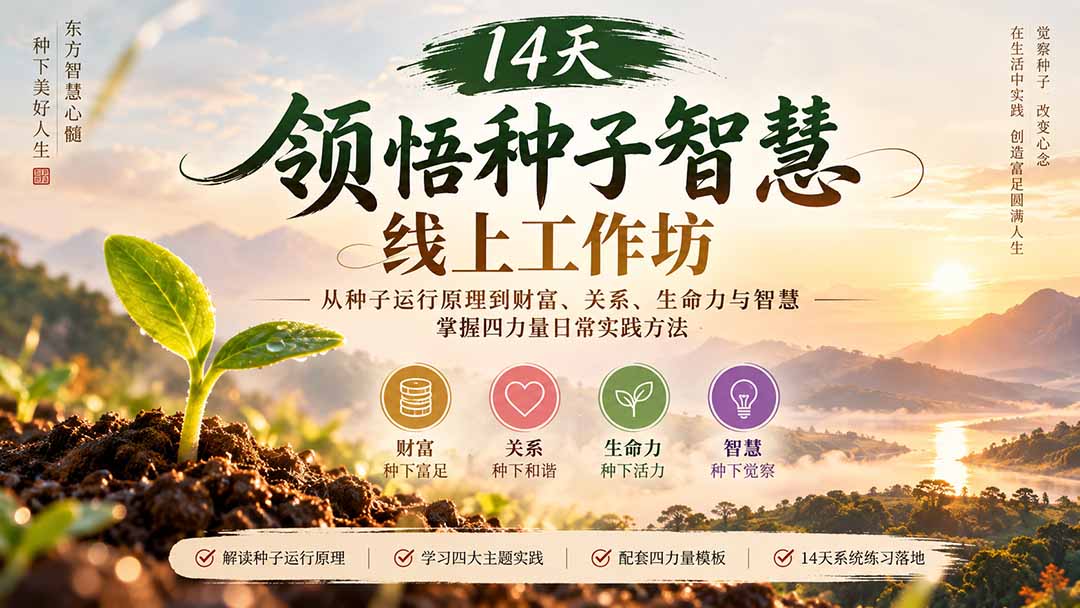 图片[1]-14天领悟种子智慧线上工作坊｜从种子运行原理到财富、关系、生命力与智慧，掌握四力量日常实践方法-酷乐网