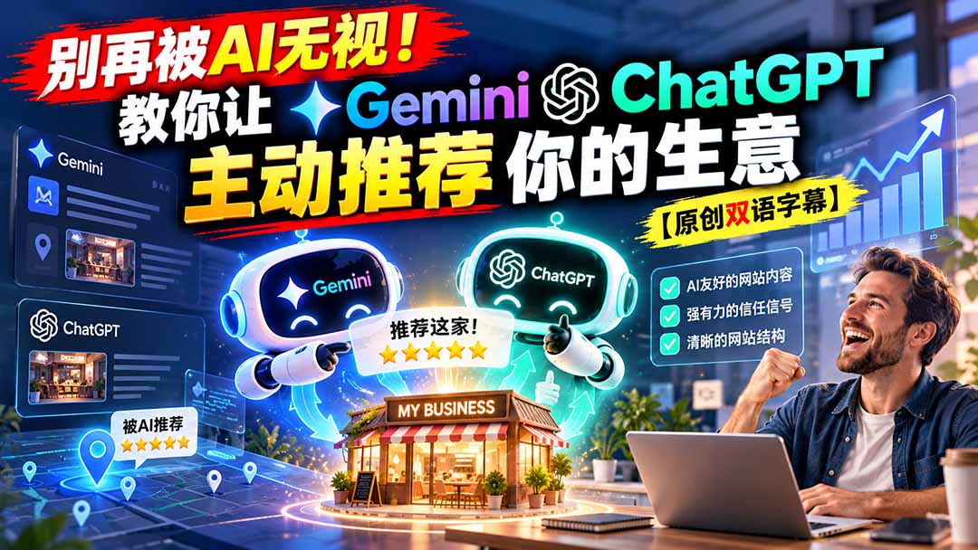 别再被AI无视!教你让GeminiChatGPT主动推荐你的生意【原创双语字幕】-酷乐网