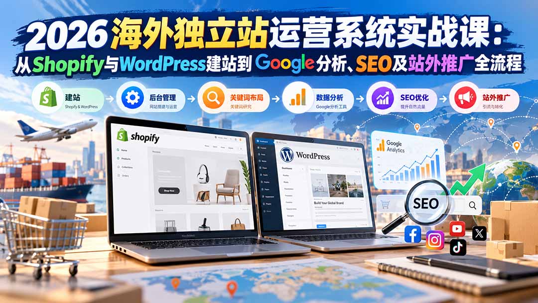图片[1]-2026海外独立站运营系统实战课：从Shopify与WordPress建站到Google分析、SEO及站外推广全流程-酷乐网