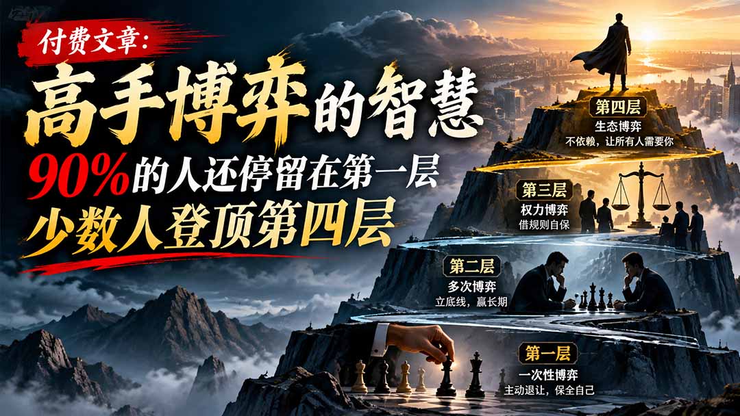 【无水印】付费文章:高手博弈的智慧,90%的人还停留在第一层,少数人登顶第四层-酷乐网