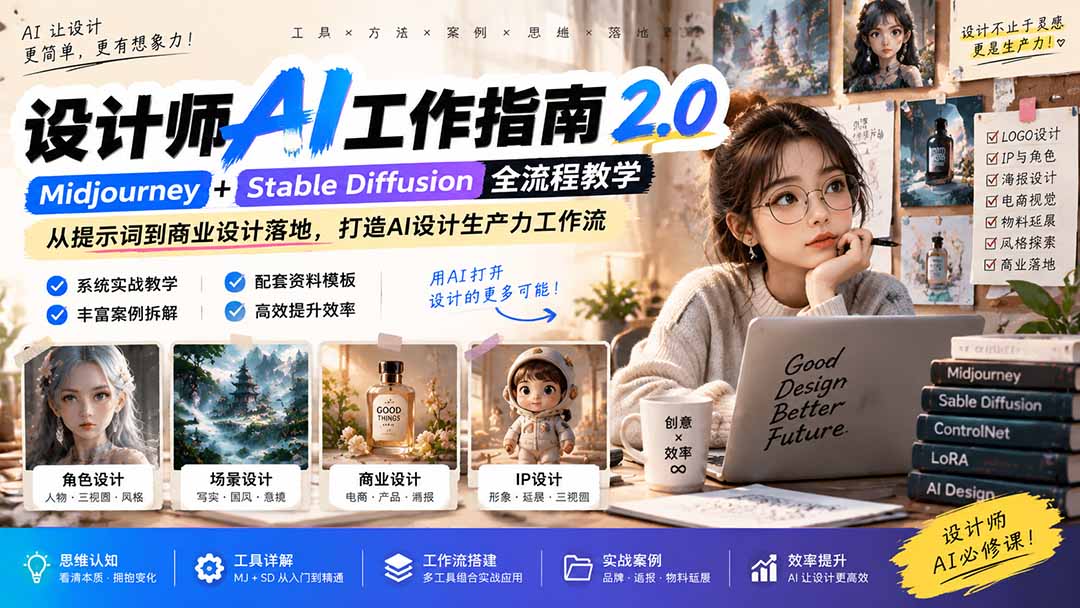 图片[1]-《设计师AI工作指南 2.0》-无水印课：从思维落地，解锁 AI 设计生产力-酷乐网