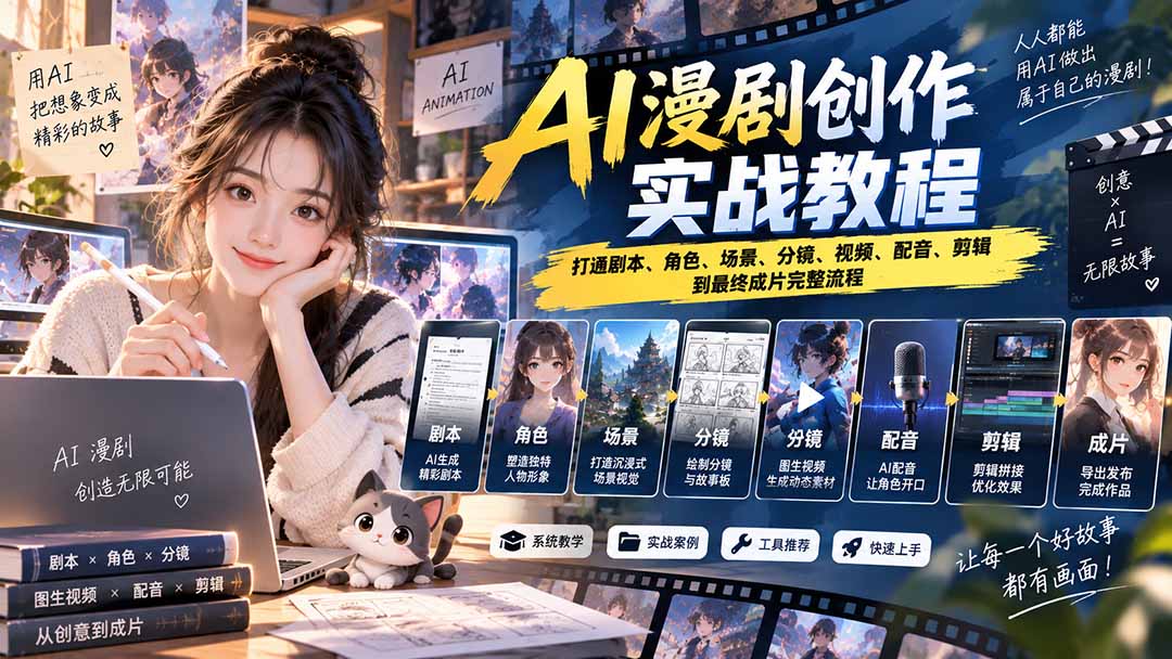 图片[1]-2026 AI漫剧创作实战教程：打通剧本、角色、场景、分镜、视频、配音、剪辑到最终成片完整流程-酷乐网
