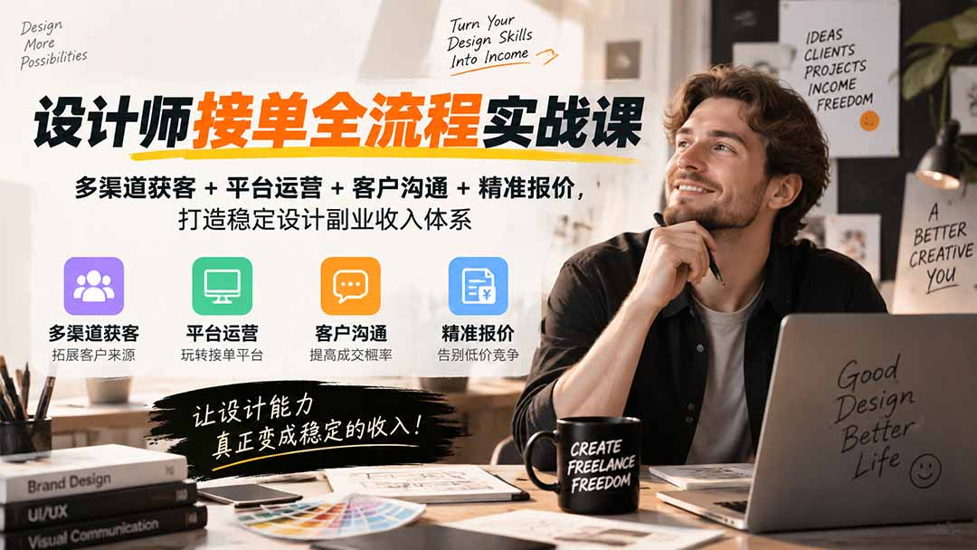 图片[1]-设计师接单全流程实战课-无水印｜多渠道获客+平台运营+客户沟通+精准报价，打造稳定设计副业收入体系-酷乐网