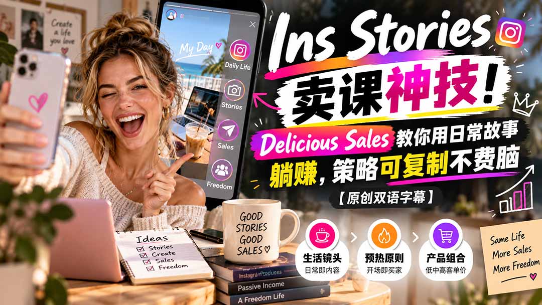 图片[1]-Ins Stories 卖课神技！Delicious Sales 教你用日常故事躺赚，策略可复制不费脑【原创双语字幕】-酷乐网