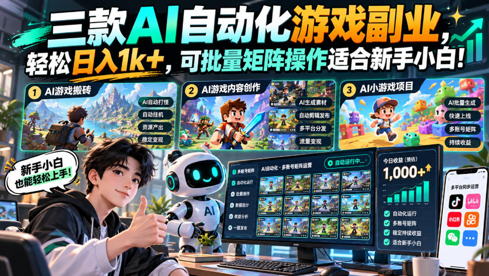 三款长期稳定AI自动化游戏,日入千元,毫无保留的全部教给你!-酷乐网