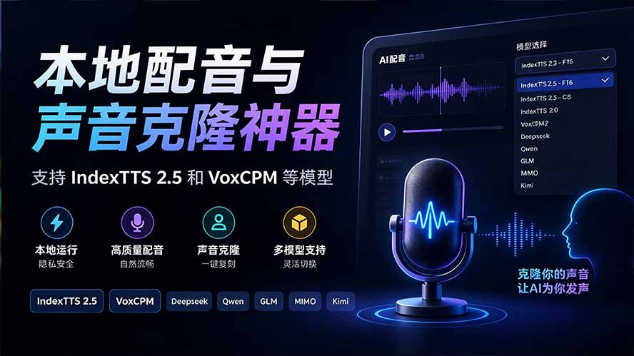图片[2]-GitHub 最新开源宝藏项目！本地配音与声音克隆能力都齐了，支持Indextts 2.5和VoxCPM等模型 yovoice-酷乐网