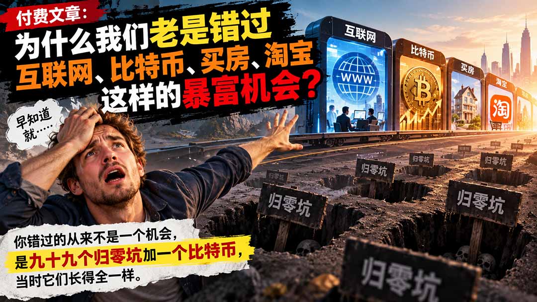 付费文章:为什么我们老是错过互联网、比特币、买 房、淘宝这样的暴富机会?-酷乐网