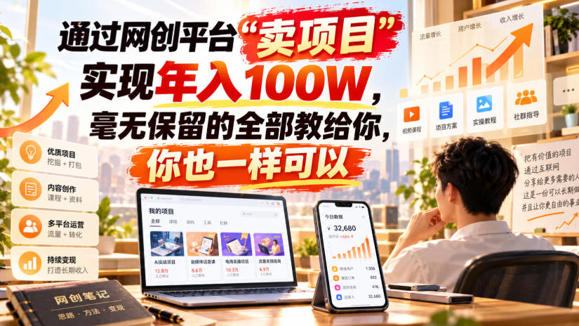 通过网创平台“卖项目”实现年入百万，毫无保留的全部教给你！-酷乐网